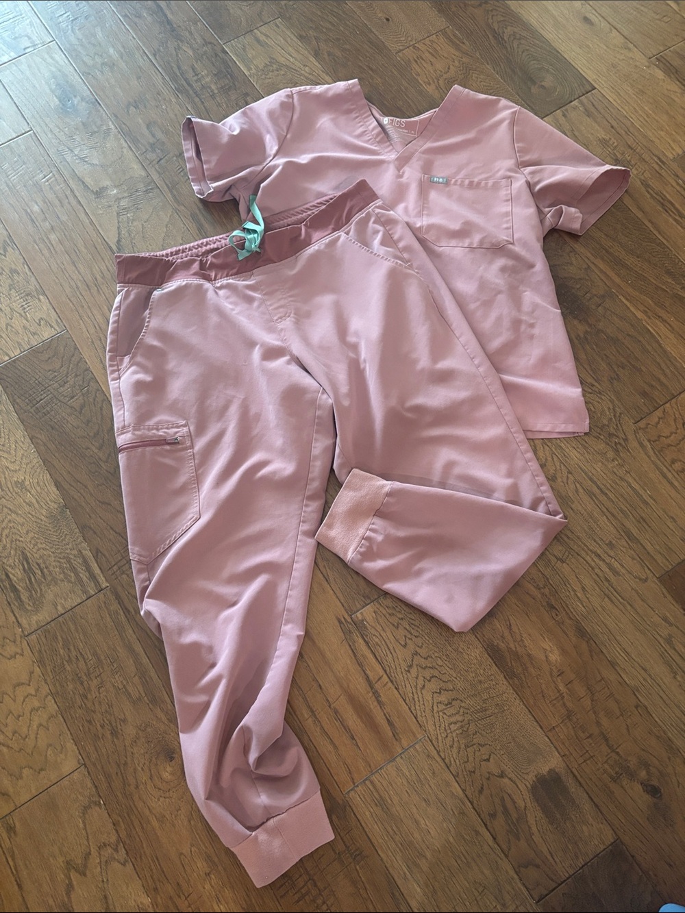 Figs Women's Pink Scrub Top and Jogger Pants